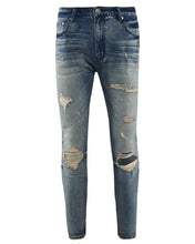 Load image into Gallery viewer, Diamanté Ripped Sand Blue Denim
